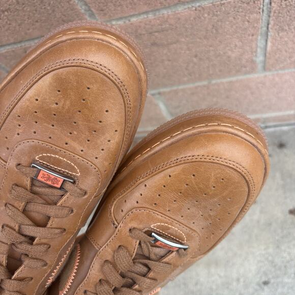 RARE NIKE Air Force 1 Downtown Low BHM-586582-200 Size 10.5 Brown Neon Orange